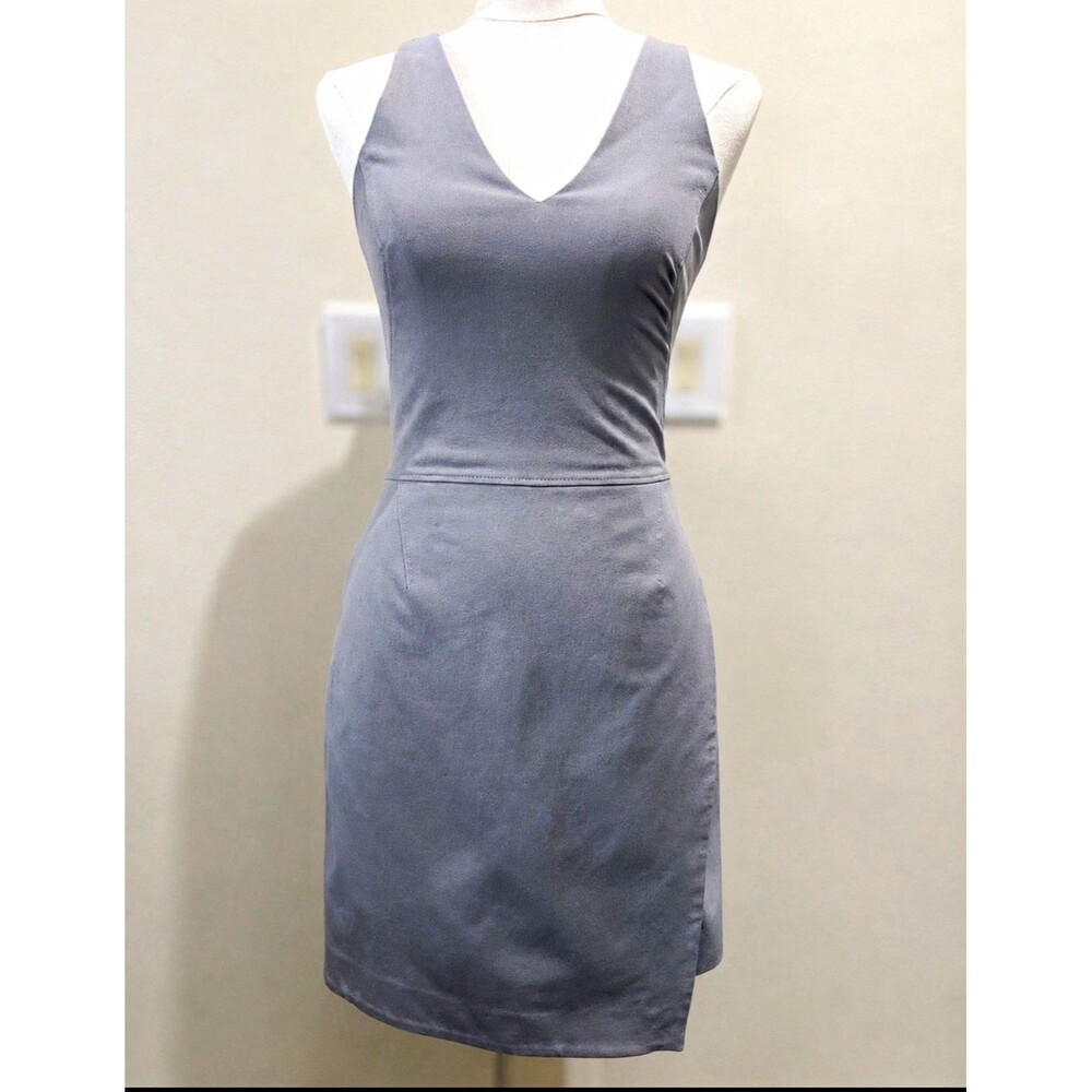 Helmut Lang Grey Prism Compress Twill V-Neck Sheath Dress Size 0